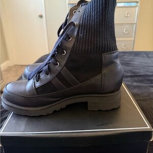 MIA Black Lace Up Boots with Knit Upper
